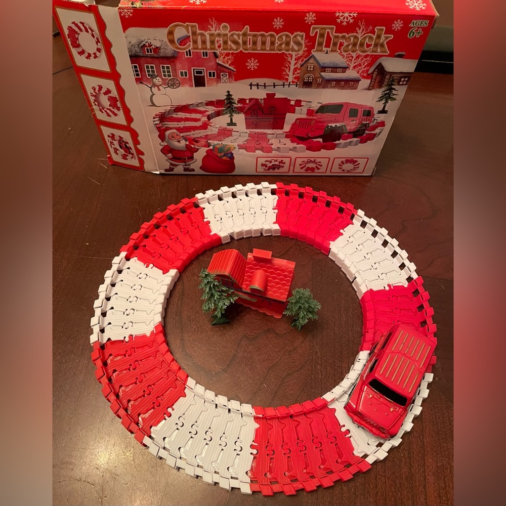 Red and White Christmas Train Set NIB